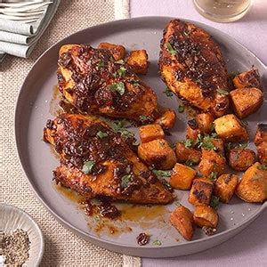 Healthy Chipotle-Glazed Roast Chicken with Sweet Potatoes Recipe
