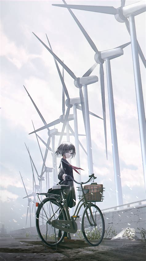 750x1334 Anime Girl Bicycle Iphone 6 Iphone 6s Iphone 7 Hd 4k