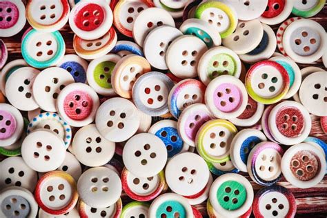 Multi Colored Buttons On A Wooden Background Stock Image Image Of