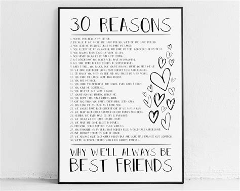 Best Friend Reasons Printable Close Friends Bestie Gift Printables Custom Print Art Bff Etsy