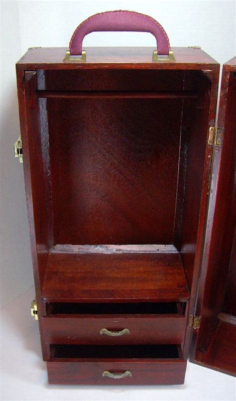 Wooden Doll Wardrobe Storage Display Case Transport Doll And Etsy