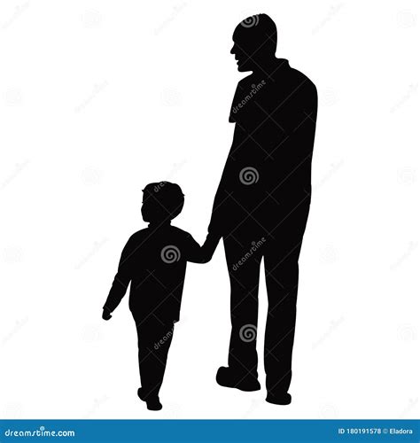 African American Father And Son Silhouette