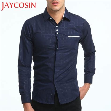 jaycosin 2018 men s autumn casual formal plaid slim fit long sleeve dress shirt top blouse