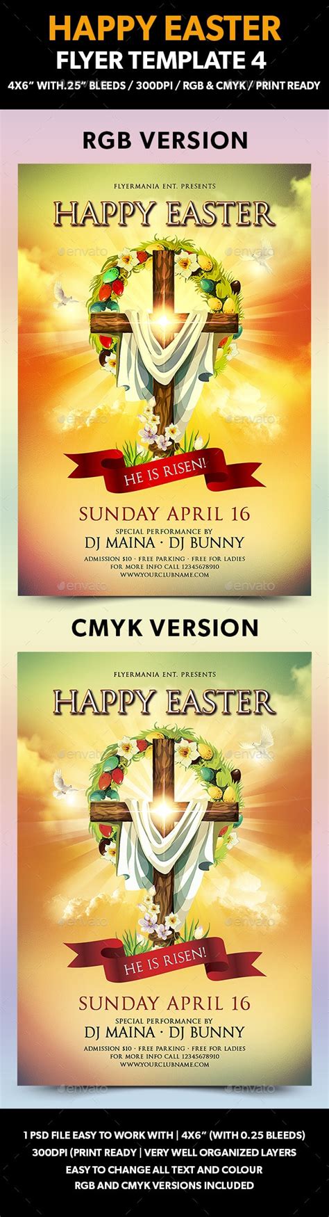Happy Easter Flyer Template 4 Print Templates Graphicriver