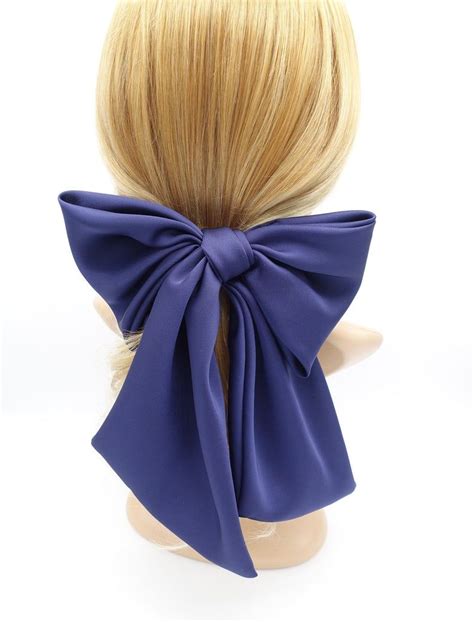 Satin Giant Hair Bow French Barrette Wide Tail Oversized Women Hair