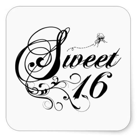 Sweet Sixteen 16 Quotes Square Sticker Zazzle Sweet Sixteen