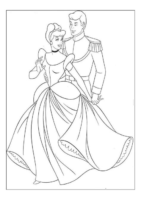 Printing Cinderella And Prince Charming Coloring Page High Res