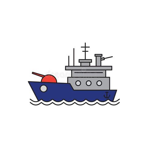 Símbolo De La Marina Del Icono Del Vector Del Buque De Guerra Aislado