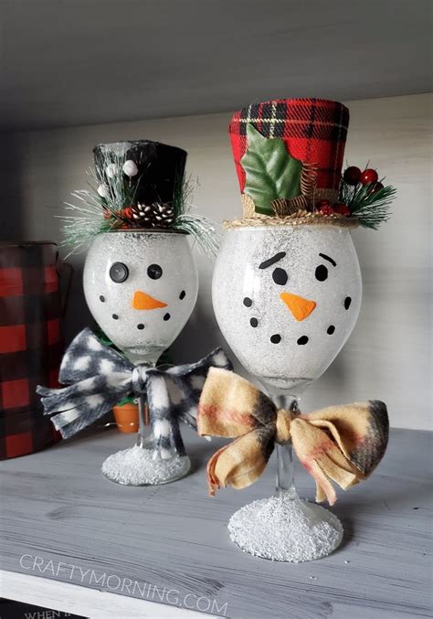 Make Some Adorable Wine Glass Snowmen For Winter Decor In Your Home It’s A Fun C Christmas