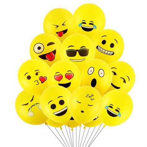 10pcslot 12inch Emoji Balloons Smiley Face Expression Yellow Latex
