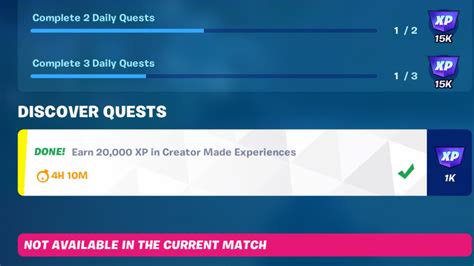 Earn 20000 Xp In Creator Made Experiences Fortnite Daily Quests Youtube