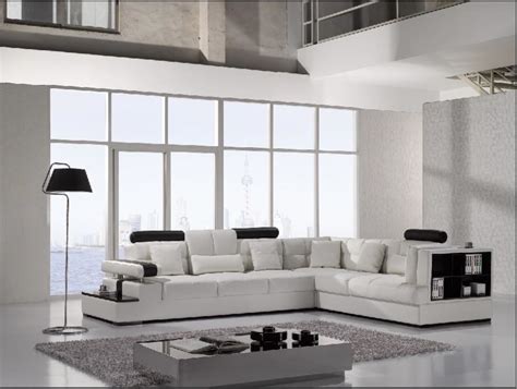 Modern White Leather Sectional Sofa With Storage Modern Living Room