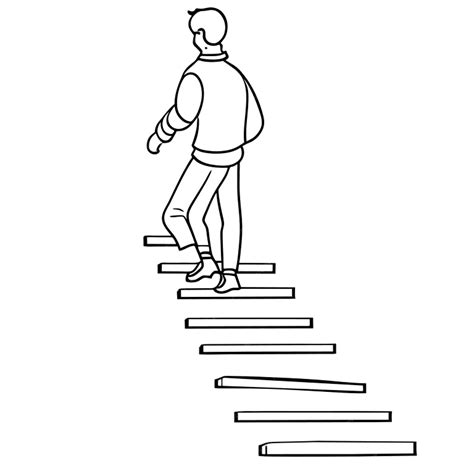 Premium Vector Man Climbing Stairs Vector Illustration Line Art