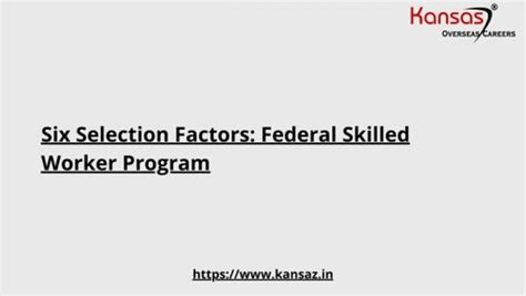 Six Selection Factors Federal Skilled Worker Program