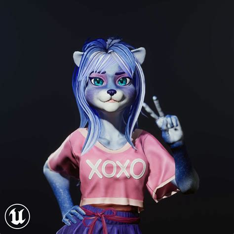 wolf girl 3d character free vr ar low poly 3d model cgtrader