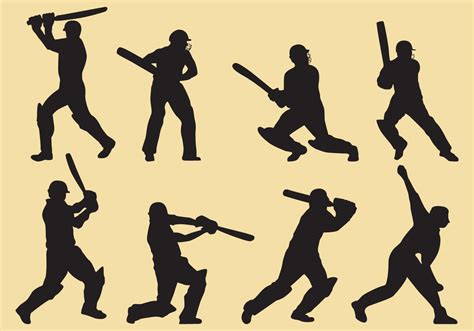 Cricket Player Silhouettes 101121 Vector Art At Vecteezy