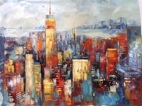 Handmade Modern Cityscape Oil Paintings For Wall Decoration China
