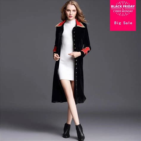 2018 autumn new women s windbreaker coat hit color velvet slim overcoat long fashion trench