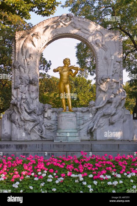 Vienna Austria Golden Statue Of Music Composer Johann Strauss Playing