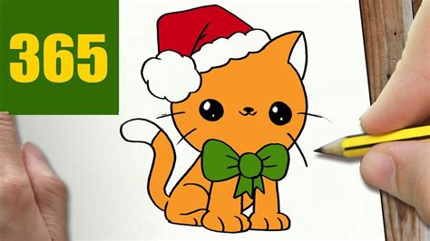 How To Draw A Christmas Cat Cute Easy Step By Step Drawing Lessons For