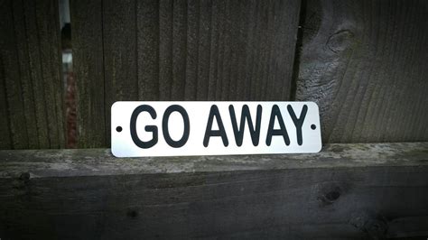 Go Away Sign Etched Stainless Steel Simple Front Door