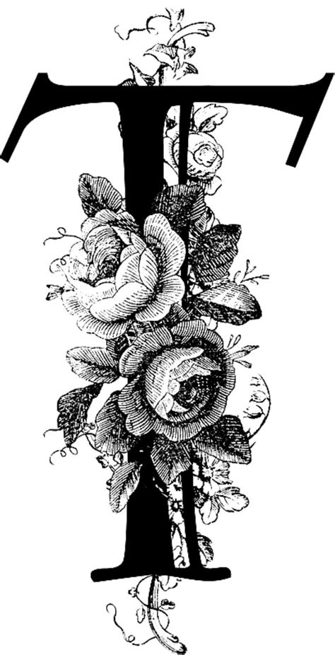 Vintage Engraved Floral Monogram Letter T Letters In 2020 Floral