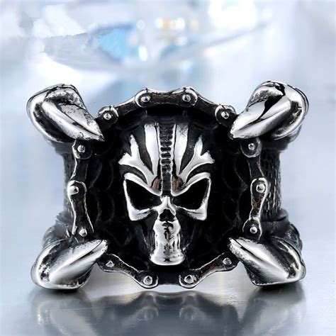 Fashion Ghostcrawler Skull Punk Stainless Steel Mens Ring Skeleton