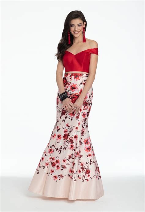 Two Piece Rose Printed Mikado Dress Dresses Piece Prom Dress Prom Style