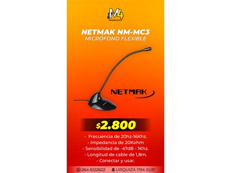 Oferta Micrófono Netmak Nm Mc3 Flexible 2800 Comprá En San Juan