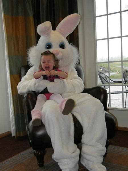 Also, one rabbit may have 25 children handling him incorrectly, and this is very risky and stressful for the bunny. 10 Kids Scared of The Easter Bunny