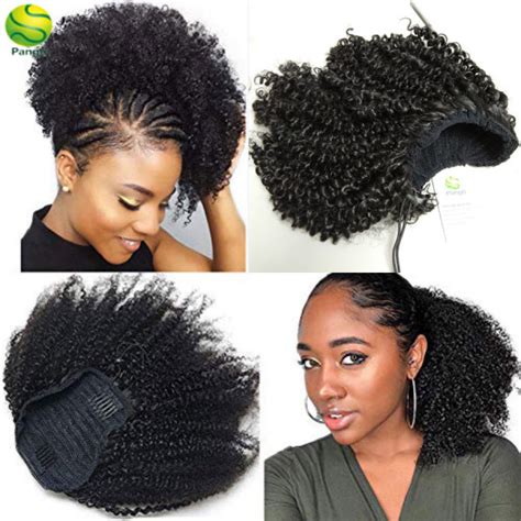 Synthetic Hair Afro Puff Ponytail Extensions For Black Women Kinky