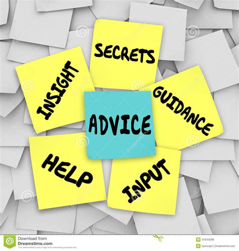 Advice Secrets Insight Help Guidance Sticky Notes Stock ...