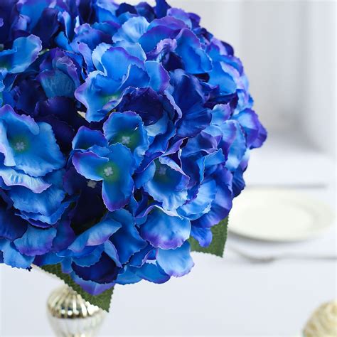 5 bushes 25 heads royal blue silk hydrangea artificial flower bushes tableclothsfactory