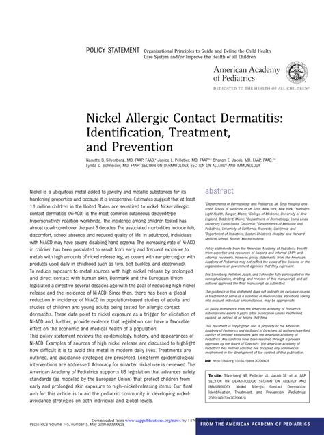 Pdf Nickel Allergic Contact Dermatitis Identification Treatment
