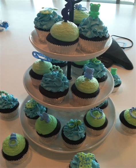 Blue And Green Baby Cupcakes Baby Cupcake Desserts Cupcakes