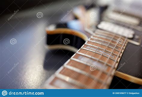 Close Up Of Bass Guitar Neck And Strings Stock Image Image Of Hobby