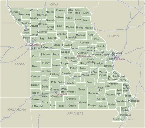 County 5 Digit Zip Code Maps Of Missouri