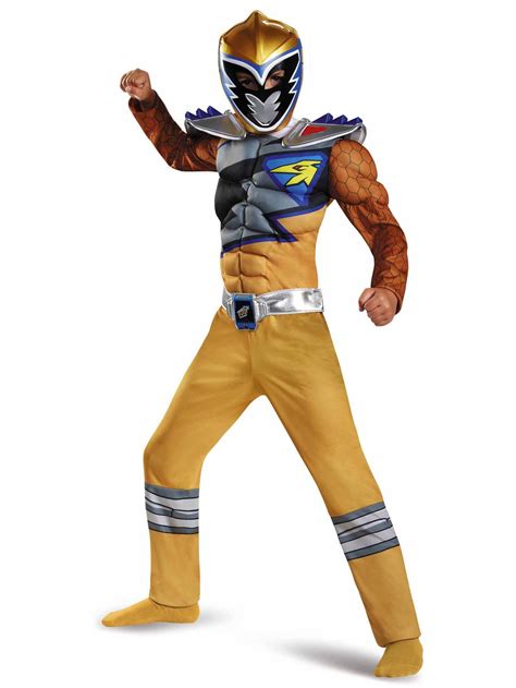 Gold Ranger Muscle Power Rangers Dino Charge Superhero Boys Costume Ebay