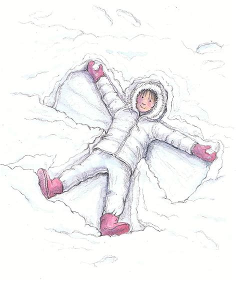 Snow Angel Sketch At Explore Collection Of Snow