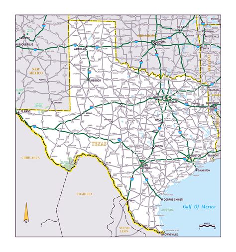 Large Roads And Highways Map Of The State Of Texas Poster 20 X 30 20