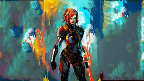 Female Warrior Pop Art Mass Effect Video Games Commander Shepard