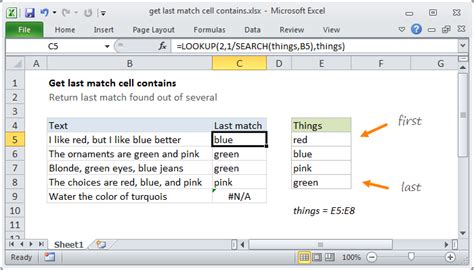 Excel Formula Get Last Match Cell Contains Exceljet