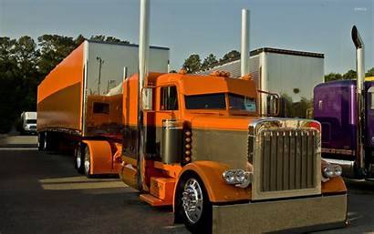 Peterbilt Truck Trucks Orange Cars Headlights Lorry