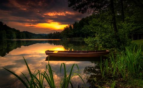 Wallpaper Sunlight Landscape Forest Sunset Lake Nature Reflection Plants Evening