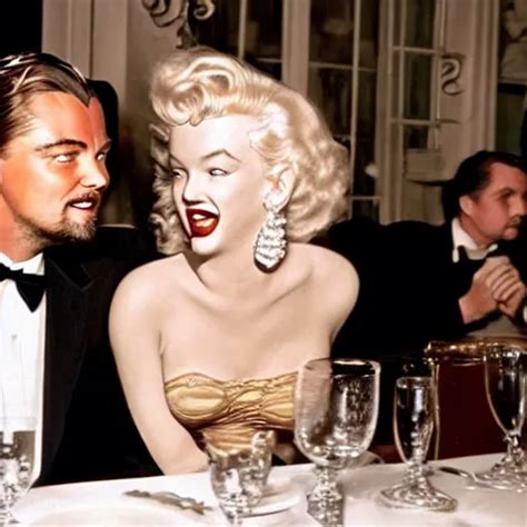 Leonardo Dicaprio And Marilyn Monroe At A Paris Stable Diffusion