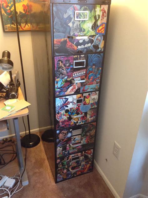 Comics In Filing Cabinet Diy Decoupage Comic Book Storage Comic Book