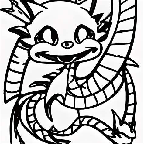 Kawaii Chibi Dragon Coloring Page · Creative Fabrica