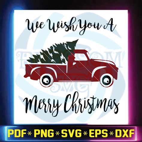 Merry Christmas Red Truck Svg And Tree Digital Svg Filesvg Cricut