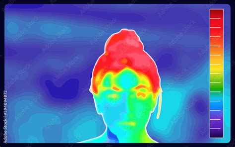 Vecteur Stock Vector Graphic Of Thermographic Image Of A Woman Face Showing Different