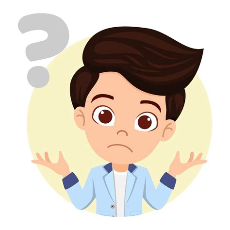 Cute Kid Character Thinking With Question Mark Isolated Vector Art At Vecteezy